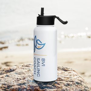 Stainless steel water bottle with a straw lid